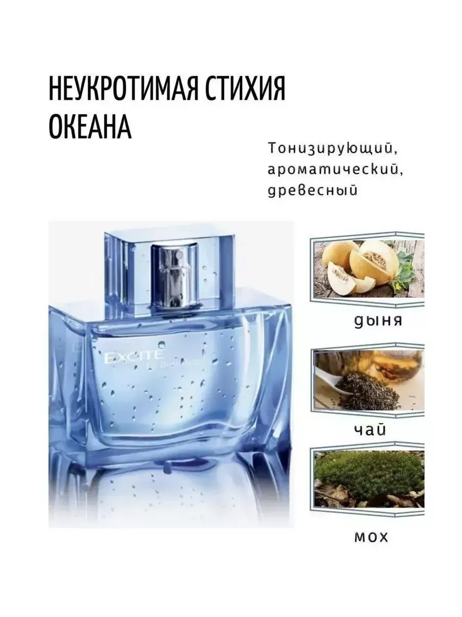 Ноты аромата Excite: дыня, чай, мох